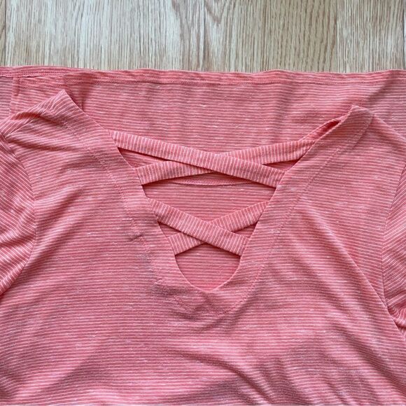 Prana Esme Pink and White Striped Shirt - Size: Medium - Picture 7 of 8